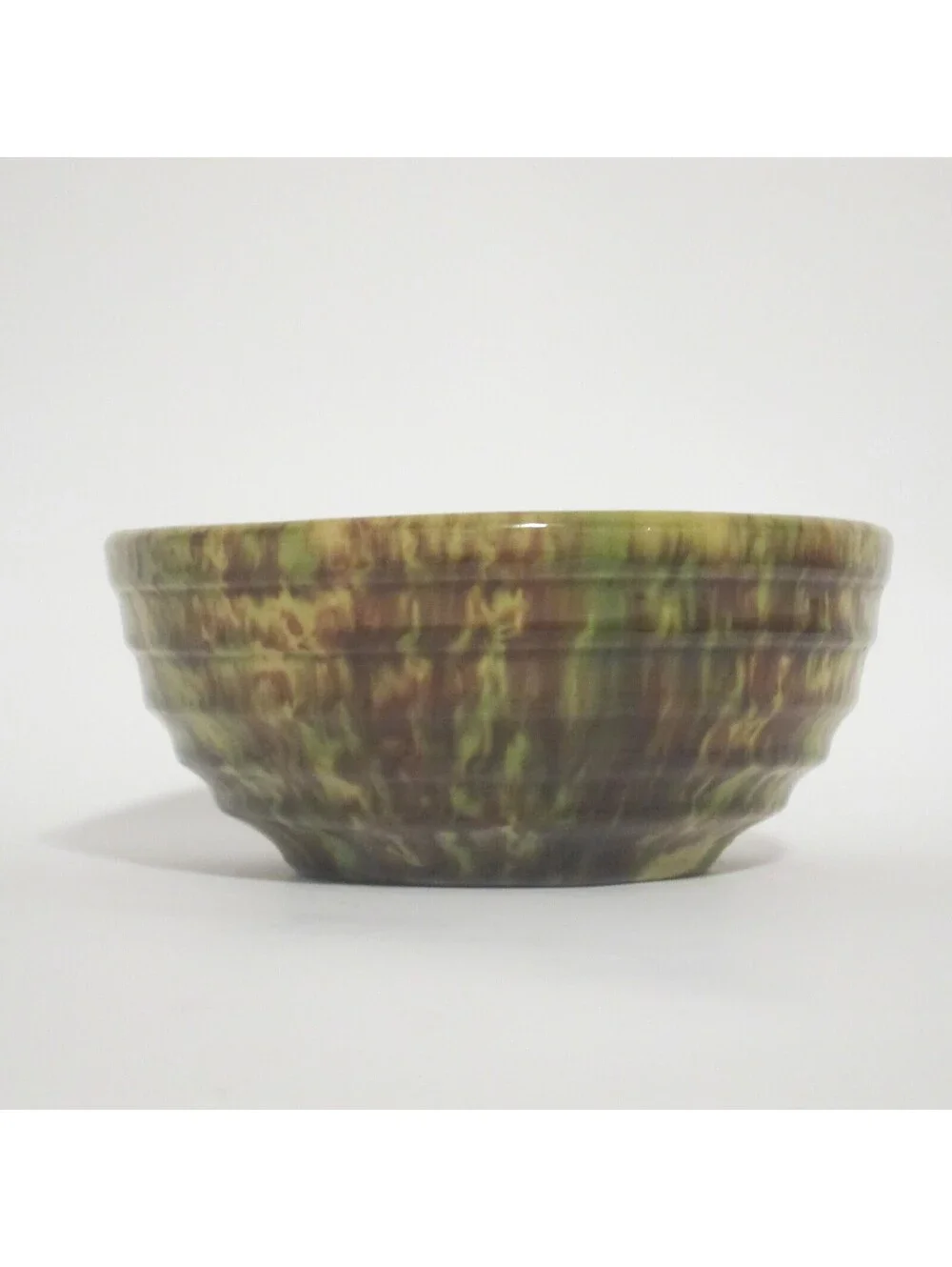 Antique Morton Pottery Woodland Splatterware Ribbed Nesting Bowl 7